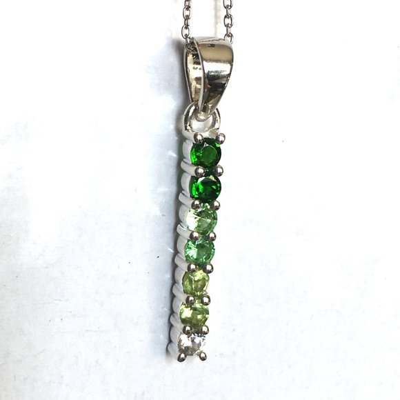 Genuine Gems Green Ombre Pendant .925 Silver Tsavorite Peridot Chrome Diopside - Picture 10 of 16